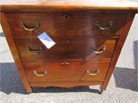 3 Drawer Antique Chest of Drawers on Casters
