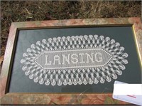 Crocheted Lansing Name in Picture Frame