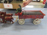 Vintage Cast Iron Horse Drawn Beer Cart
