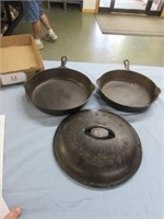 Lot of 3 Griswold cast iron skillets