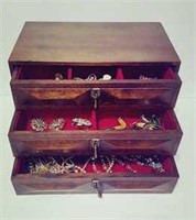Nice Wooden Jewelry Box with Brooches,