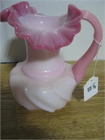 Small art glass pink pitcher