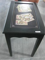 Black Side Table with Card Design