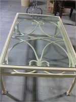 Off white Metal with glass top coffee table