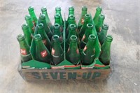 Vintage 7 UP Wooden Crate w/ Bottles
