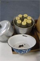 Vintage Bottle Cleaner w/ Bottles / Enamel Pan