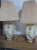 2 bird glass lamps