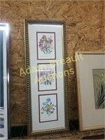 9 1/2 x 25 decorative framed flower print