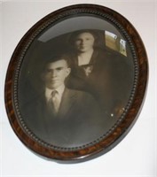 Antique Photo in Oval Bubble Glass Frame