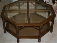Octagonal Table with Glass Inset Tops