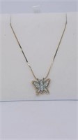 Diamond Butterfly Pendant on 14K Gold Chain