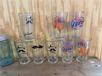 8 Texas Miller Light &Jack Daniel mustache glasses