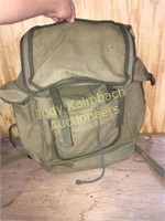 Green military canvas back pack