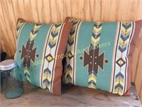 Pair of Punchy Southest style outdoor pillows