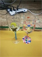 Two decorative wine glasses