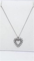 14K White Gold Heart Diamond Pendant