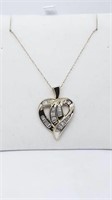 10K Gold Baguette Diamond Heart Pendant