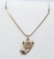 14K Gold Angel Pendant on 14K Gold Chain