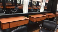 Three hair salon work stations with 1 drawer, to