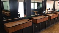 Three hair salon work stations, 1 drawer &