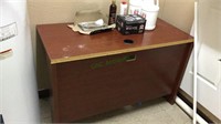 Work table with hair car products, , measures