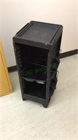 Black plastic storage cart with one tray, 4 feet