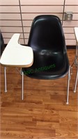 Black leather like molded desk chair with flip up