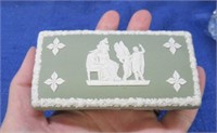 wedgwood jasperware small trinket box - green