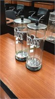 Two glass and stainless steel jars,  Marvy,