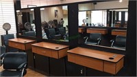 Three hair salon work stations, 1 drawer &