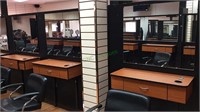 Three hair salon work stations, 1 drawer &