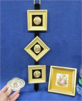 4 small framed limoges porcelain plaque -germany