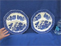 2 blue willow cafe plates
