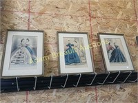 3 vintage Les Modes Parisiennes wall prints