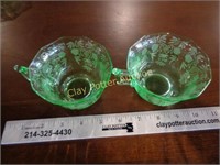 Pair of RARE Vaseline Glass Cups