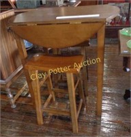 Double Drop Leaf Table & 2 Stools