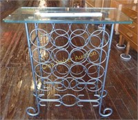 Metal Wine Rack Table w/Glass Top