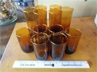 2 Sets of 6 Amber Swirl Mexican Glasses