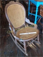 Antique Wooden Rocking Chair w/Wicker