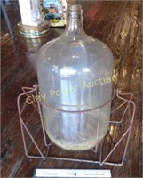 Vintage Glass Bottle & Metal Pour Stand