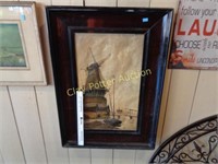 Very Framed Old Print - Windmill