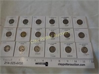 Collection of 18 Old Jefferson Nickels