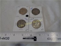 4 Silver Half Dollars 1939, 1944, 1964