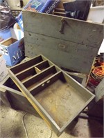 WOODEN TOOL BOX W/ INSERT TRAY