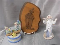 Porcelain & Wood Clown Items