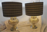 Pair Of Smoked Glass Lamps