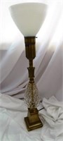 Brass Lamp W/glass Shade