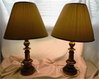 Pair Of Medallion Brass Lamps