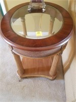 Oval Beveled Glass End Table