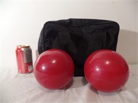 Deux  boules de bowling avec sac